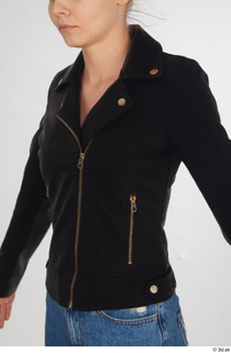 Kate Jones black leather jacket casual dressed upper body 0002.jpg